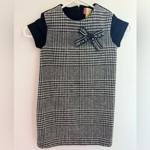 Chic Houndstooth Kids Formal Dress with Bow Accent - size 5T-6T